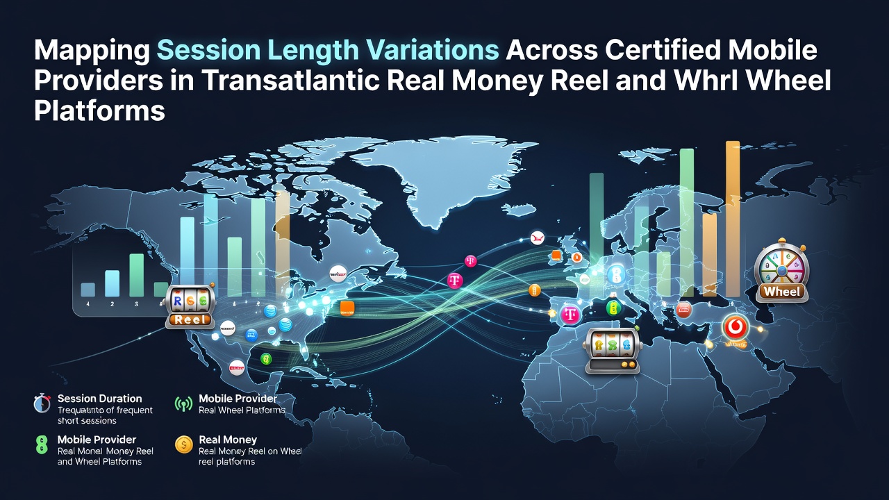 Chart showing session length data across mobile providers for reel and wheel games in certified transatlantic markets